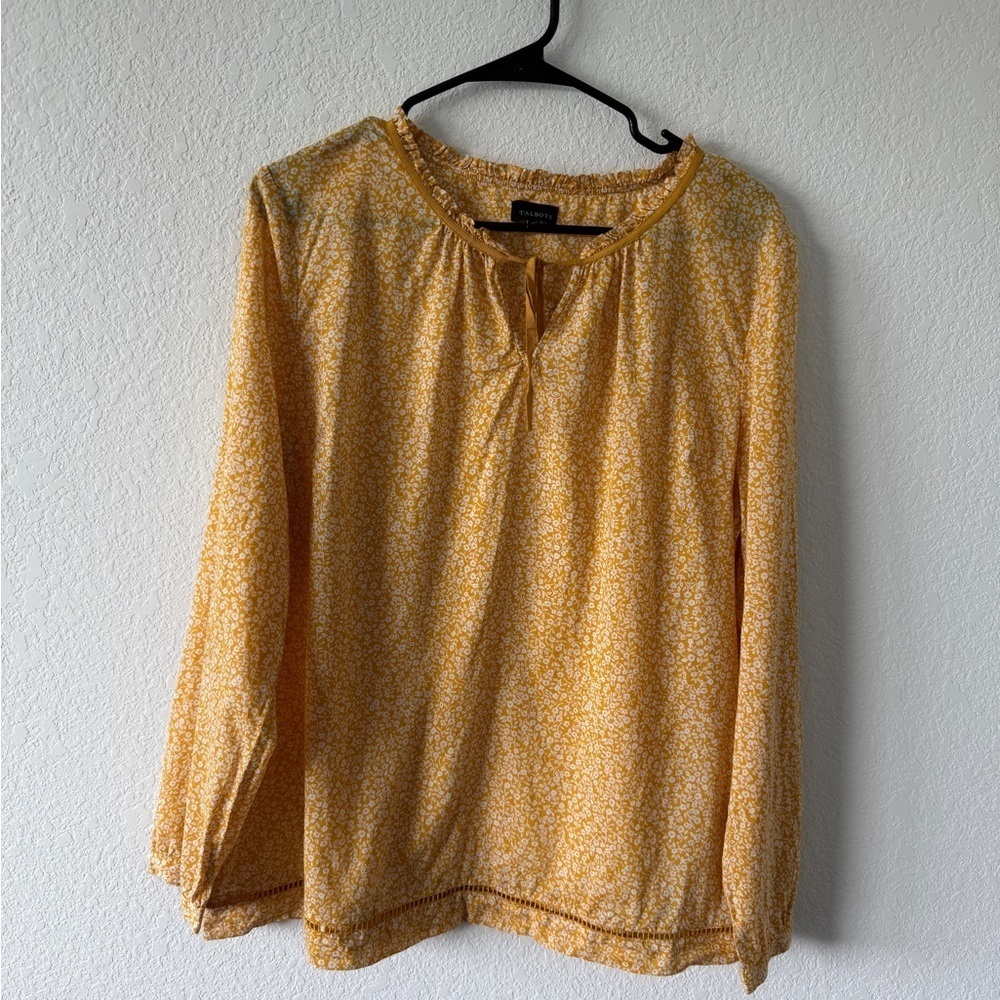 Talbots Yellow Floral Women's Top Large